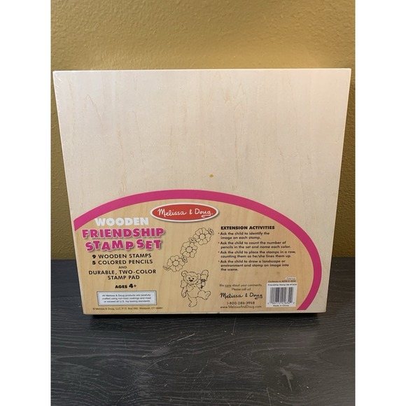 NEW Melissa & Doug WOODEN STAMP SET FRIENDSHIP - Colored Pencil And Stamps NIB - Picture 2 of 6